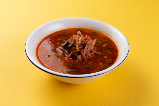Traditional soup with smoked solyanka
