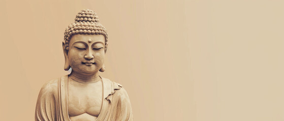 A statue of a Buddha with a serene expression