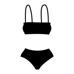 Black silhouette swimsuit isolated on white flat icon for apps, websites, stickers	