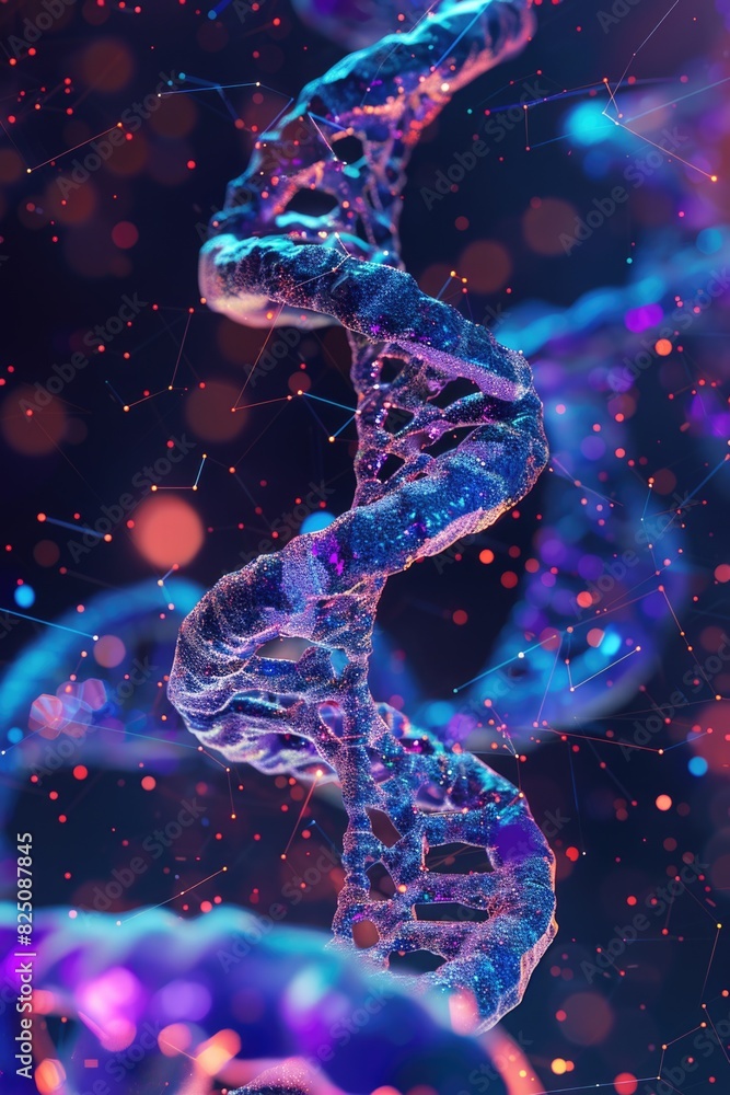 Poster a colorful spiral of dna is shown in a blurry, abstract style. the image is a representation of the 