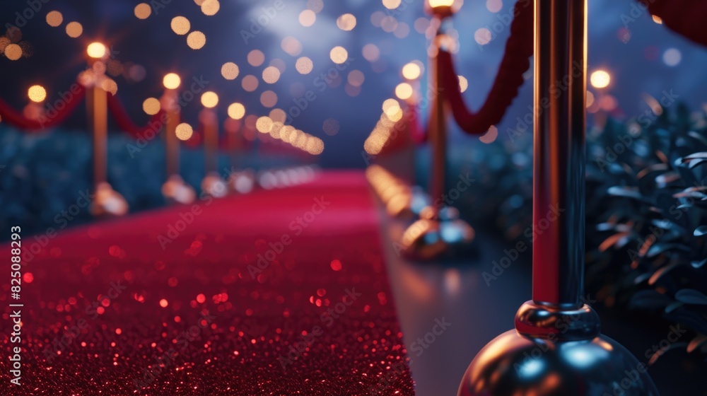 Poster a red carpet with a red border and a red ribbon