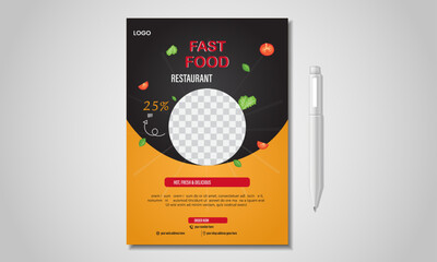  Minimalist fast food flyer design template, restaurant menu, food ordering, fast food, burger & pizza.