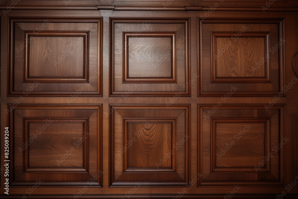 Aufkleber a wooden wall with a pattern of squares. the wood grain is visible and the wall appears to be made o
