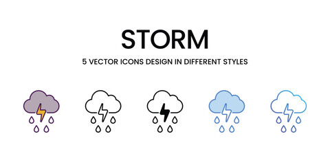 Storm icons vector set stock illustration.