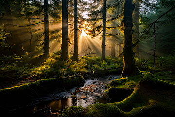 morning in the forest generative ai