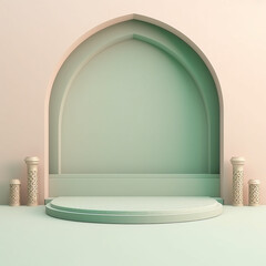 Eid Mubarak Religious Banner: 3D Podium for Product Display with Islamic Elegance