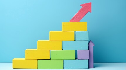 Stock market uptrend line graph on pastel colored background for financial analysis