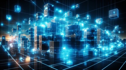 Obraz premium Advanced warehouse system automates package id, picking, delivery for supply chain and logistics