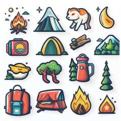 A collection of images of camping and outdoor activities