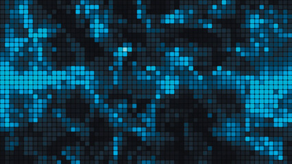 Blue mosaic background in technology concept. Abstract multicolored LED squares. Technology digital square blue color background. Bright pixel grid background. Vector background