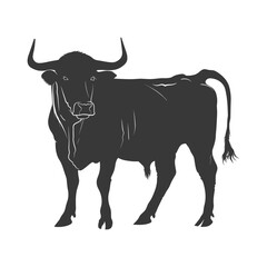 Silhouette bull animal black color only