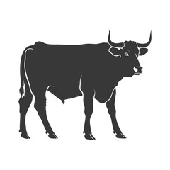 Silhouette bull animal black color only