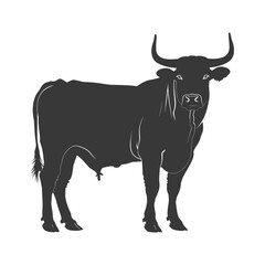 Silhouette bull animal black color only