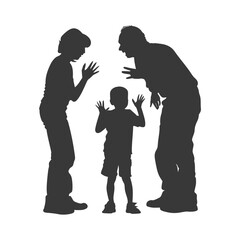Silhouette Child abuse Parents scold children boy black color only
