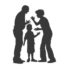 Silhouette Child abuse Parents scold children boy black color only