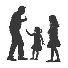 Silhouette Child abuse Parents scold children girl black color only