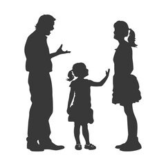 Silhouette Child abuse Parents scold children girl black color only