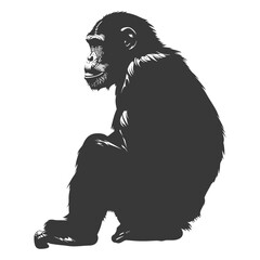 Obraz premium Silhouette Chimpanzee animal black color only