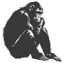 Silhouette Chimpanzee animal black color only