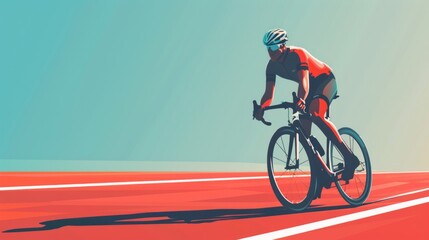 Fototapeta premium Professional bicycle racer riding a bike, illustration with empty space