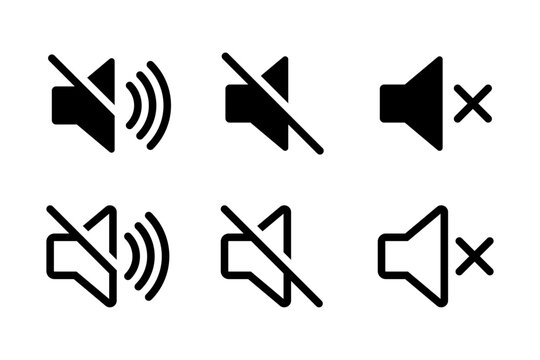 Mute icon. Sound off icon set