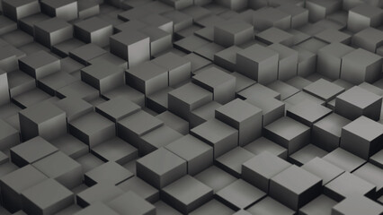 Abstract background of cubes and parallelepipeds in gray color with shadows. 3D vector