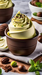 Generative AI very delicious gelato ice cream in a cup served in a cup