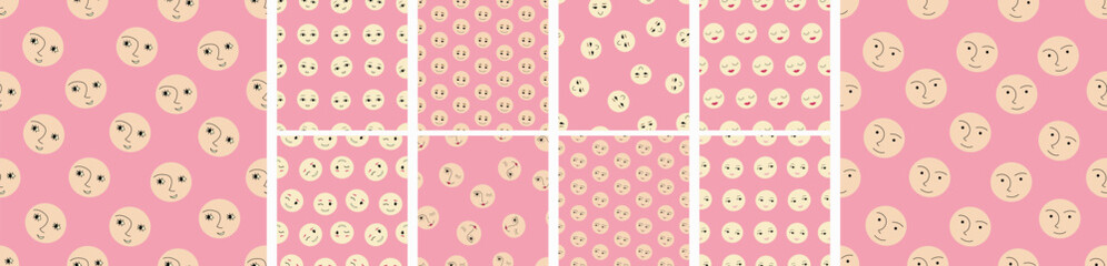 Ten endless patterns, minimal sketch. Endless print, surface design for branding.