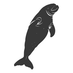 Obraz premium Silhouette dugong animal black color only