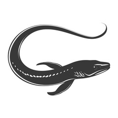 Silhouette eel animal black color only
