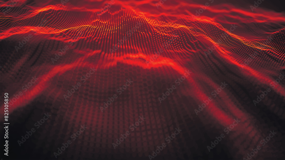 Poster technology background. abstract digital particle wave. futuristic dotted wave. sound wave visualizat