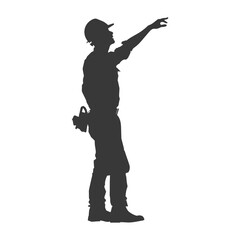 Silhouette engineer man in action full body black color only