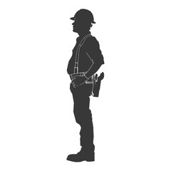 Silhouette engineer man in action full body black color only