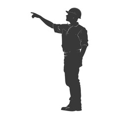 Silhouette engineer man in action full body black color only