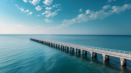 Obraz premium The bridge stretches into the sea with copy space