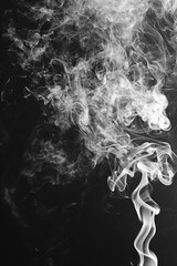 White Smoke Swirls on Black Background