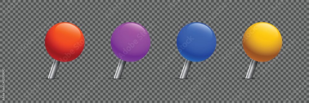 Poster set of colorful pins and markers for maps and navigation systems. your location is here pin design. 