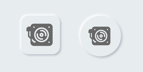 Turntable solid icon in neomorphic design style. Dj signs vector illustration.