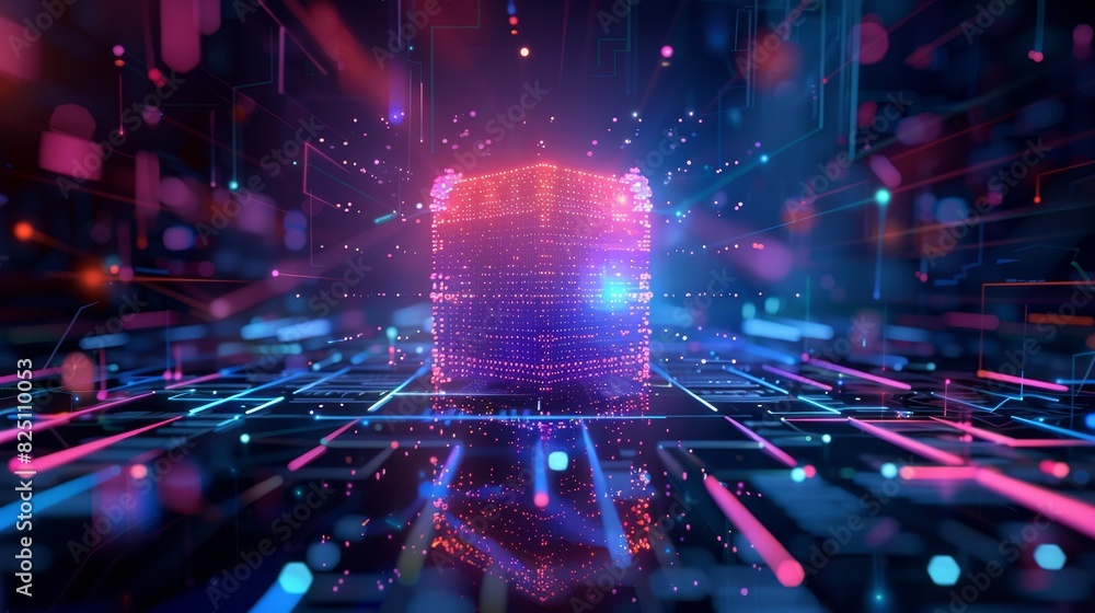 Aufkleber blockchain flat design front view cryptocurrency exchange theme 3d render tetradic color scheme