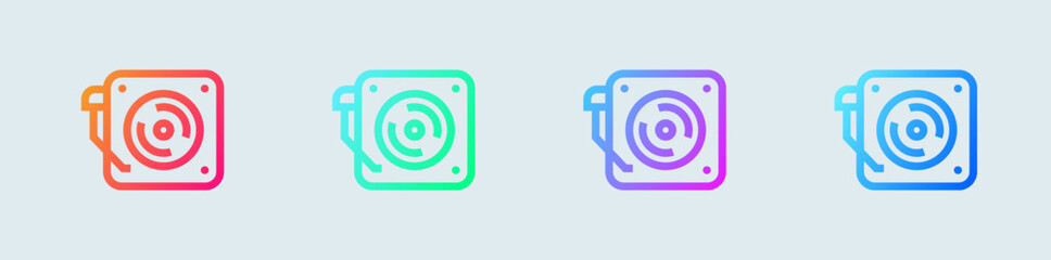 Turntable line icon in gradient colors. Dj signs vector illustration.