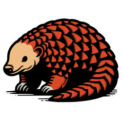 Illustration of Pangolin With Woodcut Style