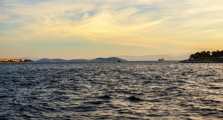 Sunset over the islands and marmara sea, istanbul