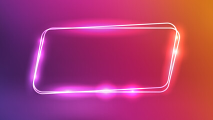 Fototapeta premium Neon double frame with shining effects 