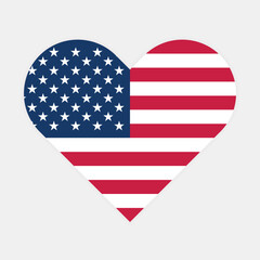 National flag of United States. USA Flag. USA Heart flag.