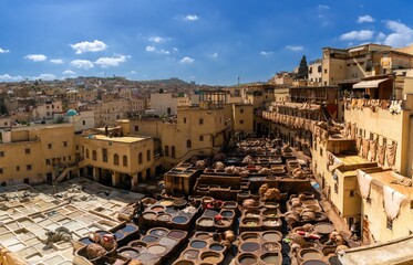a general view of the Chouara Tannery in the Fes el Bali quarter of downtown Fez