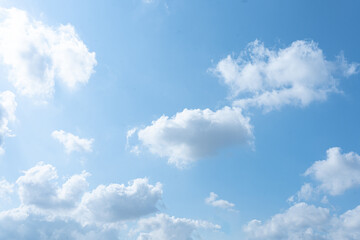 A beautiful summer day with a blue sky and fluffy white clouds