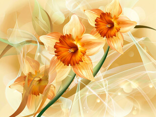 Fototapeta premium Daffodils in a sunny spring garden