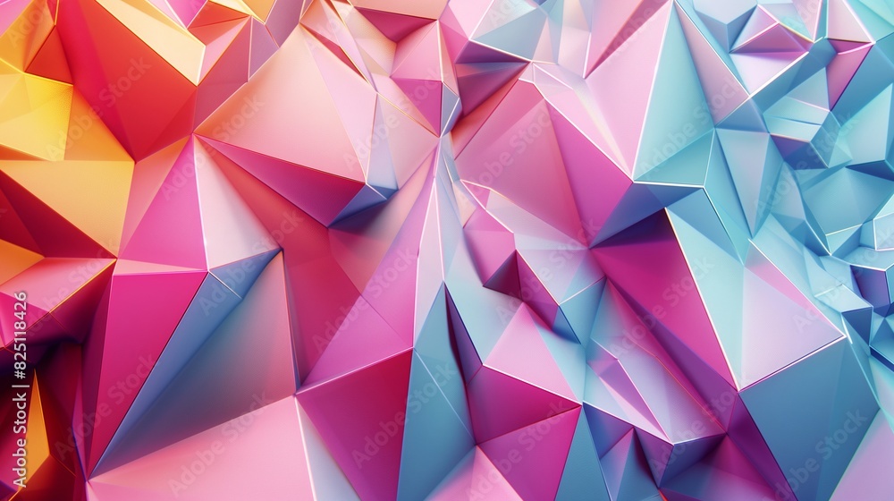 Poster abstract polygonal shapes with gradient colors and sharp edges, texture design