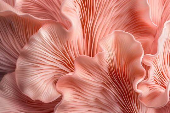 abstract pattern of macro pastel pink mushroom gills or coral,organic texture design