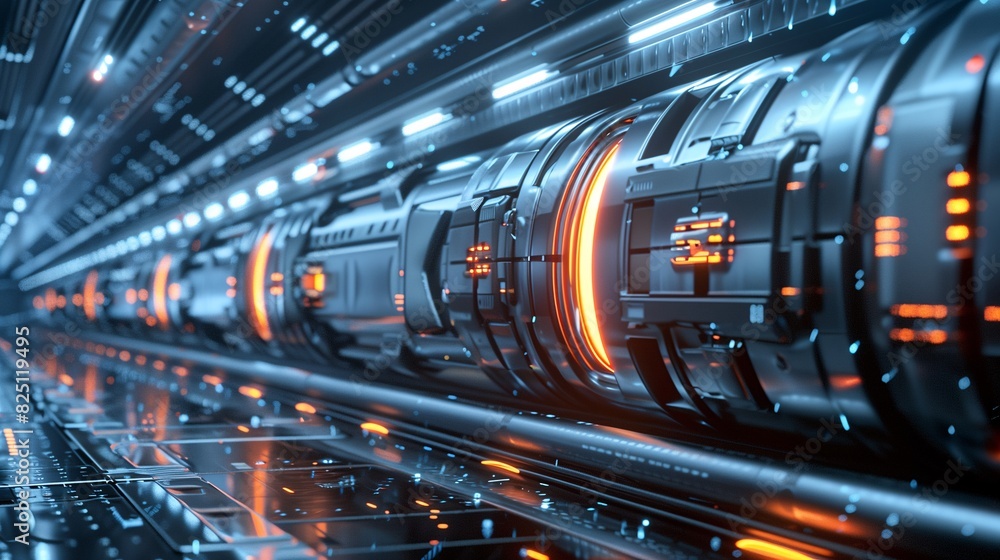 Poster futuristic sci-fi border with metallic textures and glowing elements, design image